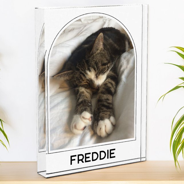 Personalised Pet Name Modern Arch Photo Block (Modern arch photo personalized custom name photo block for family or pet pictures)