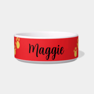 Personalised Pet Name, Paw Print Bowl