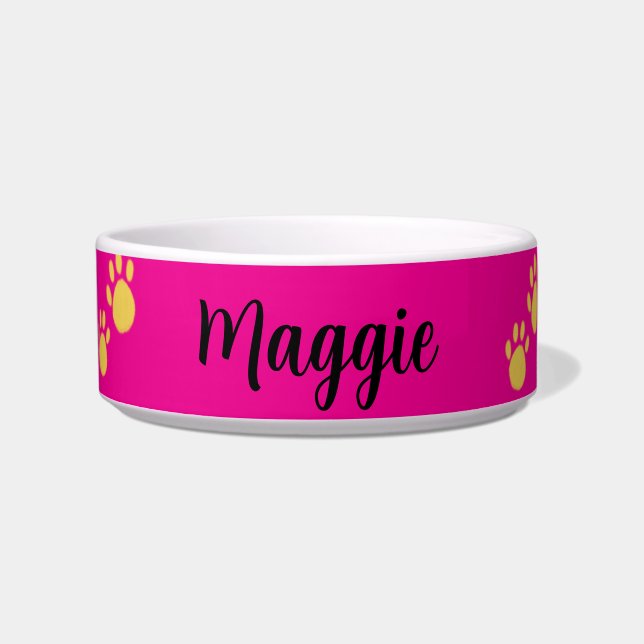 Personalised Pet Name, Paw Print Bowl (Front)