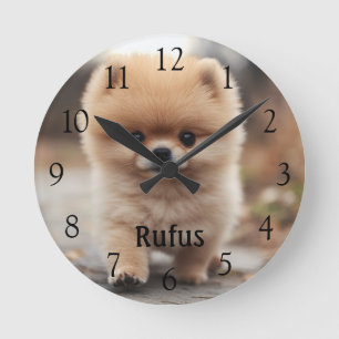 Personalised Pet Name Photo Large Black Numbers Round Clock