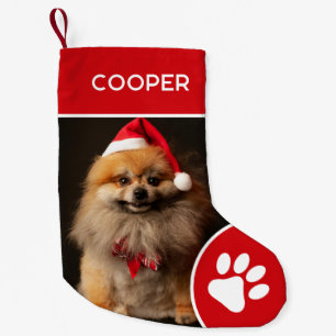 Personalised Pet Name & Photo Red Small Christmas Stocking