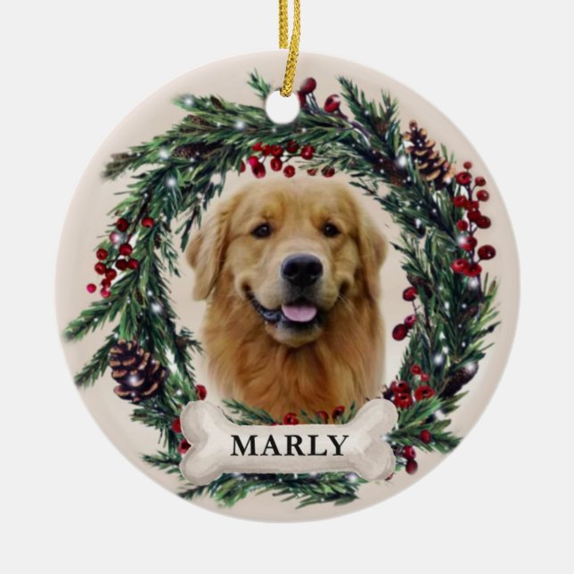 Personalised Pet Ornament, Dog Christmas 2022 Ceramic Ornament (Front)