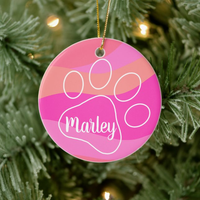 Personalised Pet Paw Print Ceramic Ornament (Tree)