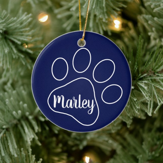 Personalised Pet Paw Prints  Ceramic Ornament (Tree)