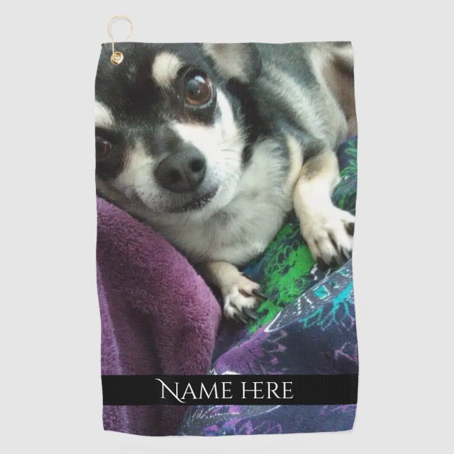 Personalised pet photo adorable golf towel (Front)