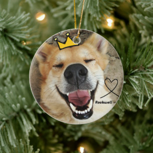Personalised Pet Photo And Name Dog  Ceramic Ornament
