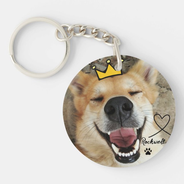 Personalised Pet Photo And Name Dog Keychain (Front)