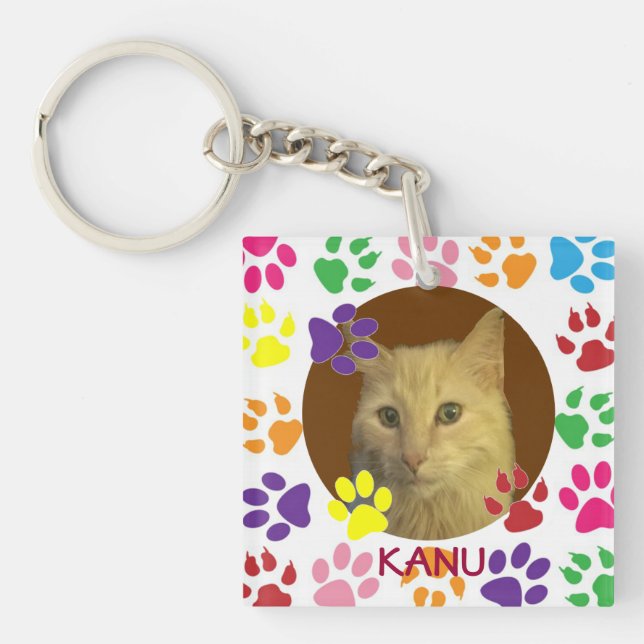Personalised Pet Photo and Name double-sided Key Ring (Front)