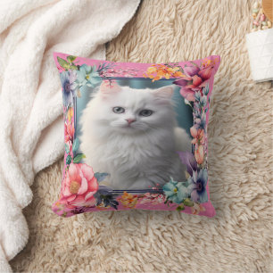 Personalised Pet Photo and Name Floral Frame Cushion