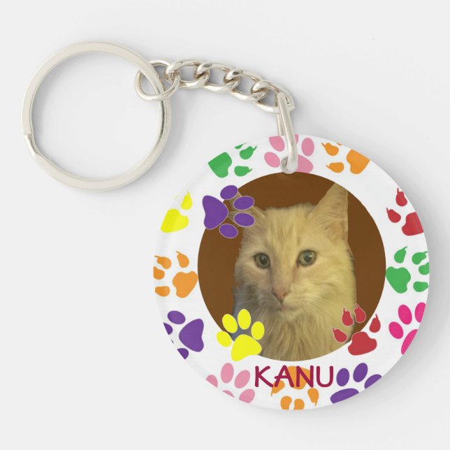 Personalised Pet Photo and Name Key Ring (Front)