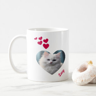 Personalised Pet Photo And Name With Heart Shapes Coffee Mug