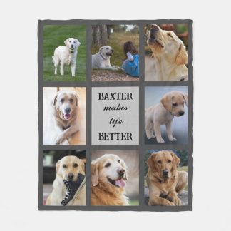 Personalised Pet Photo and Text Dog Cat Family Fleece Blanket