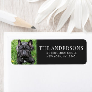 Personalised Pet Photo Black Return Address Label