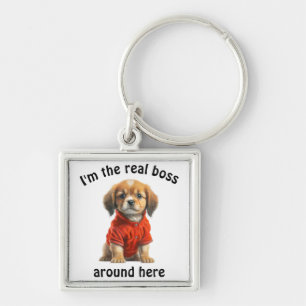 Personalised Pet Photo Boss Dog Key Ring