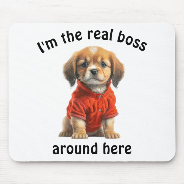 Personalised Pet Photo Boss Dog Mouse Pad (Front)