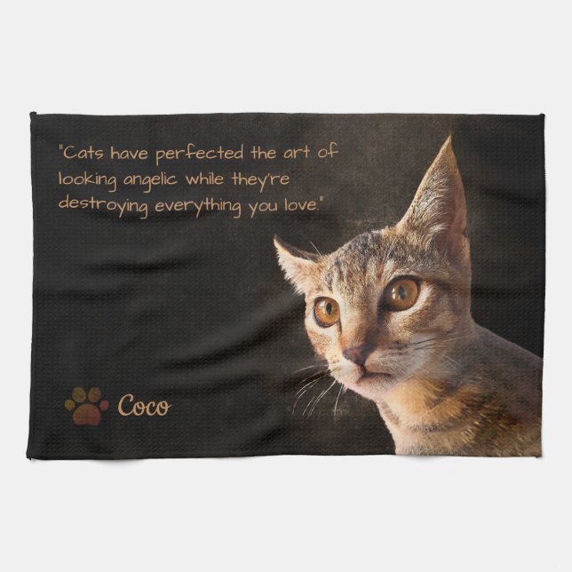 Personalised Pet Photo Cat Dog Lover Template Tea Towel (Horizontal)