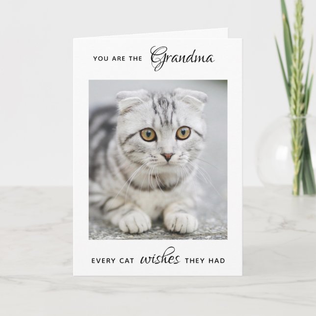  Personalised Pet Photo Cat Grandma Mother's Day H Holiday Card (Front)