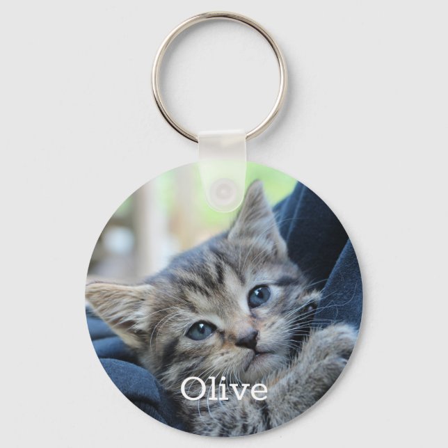 Personalised Pet Photo Cat Lovers Keepsake  Key Ring (Front)