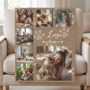 Personalised Pet Photo Collage Cat & Family Cosy Fleece Blanket