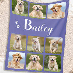 Personalised Pet Photo Collage Monogram Dog Lover Fleece Blanket