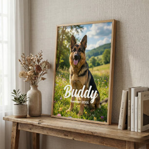 Personalised Pet Photo Custom Name & Date Wall  Poster