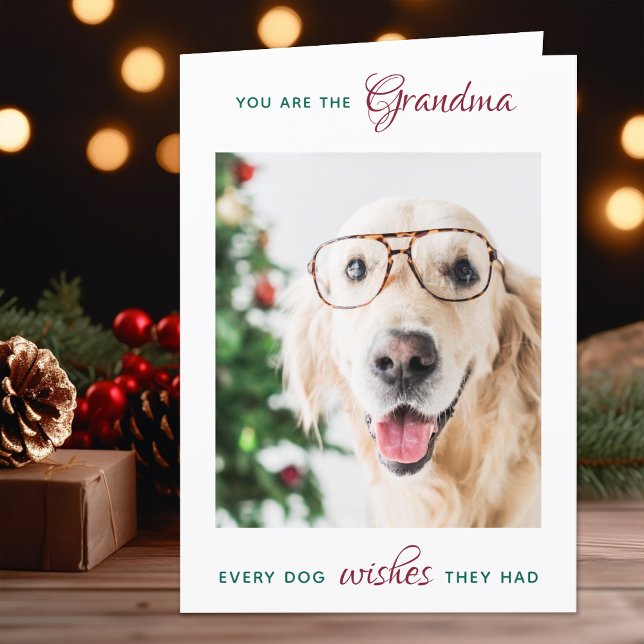 Personalised Pet Photo Dog Grandma Merry Christmas Holiday Card (Creator Uploaded)