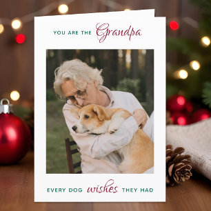 Personalised Pet Photo Dog Grandpa Merry Christmas Holiday Card