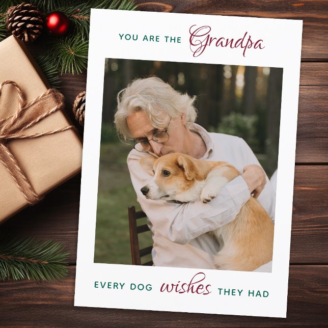 Personalised Pet Photo Dog Grandpa Merry Christmas Holiday Card (Creator Uploaded)