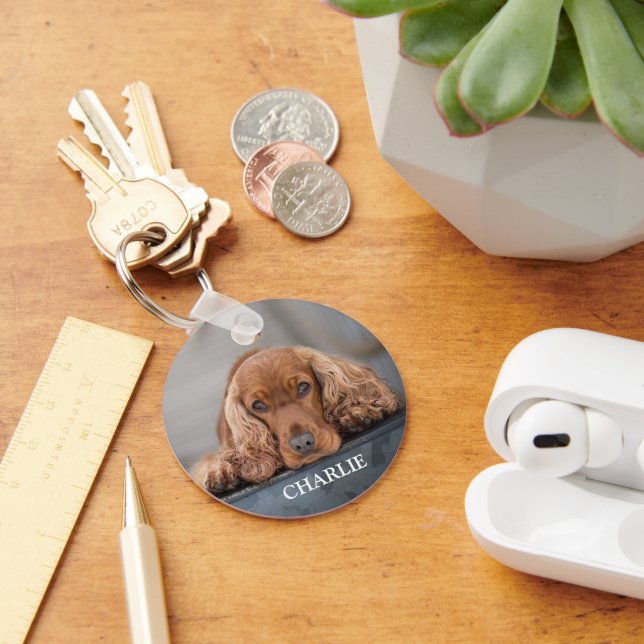 Personalised Pet Photo Dog Keepsake Key Ring (Desk)