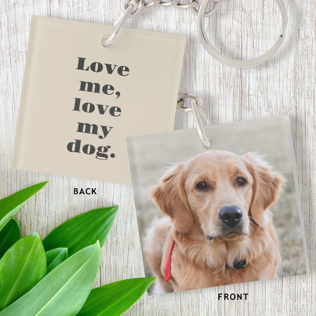 Personalised Pet Photo Dog Lover Fun Beige Key Ring (Creator Uploaded)