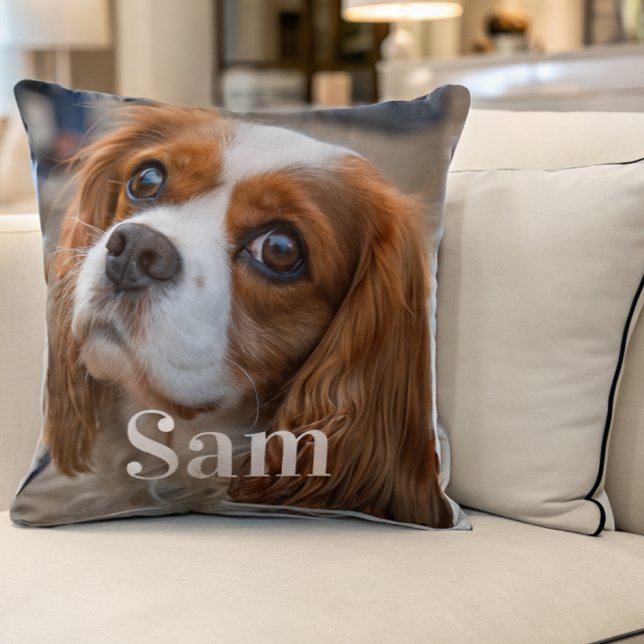 Personalised pet photo dog lover keepsake name  cushion (Creator Uploaded)