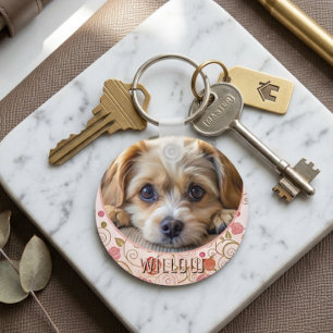 Personalised pet photo dog lover keepsake name  key ring