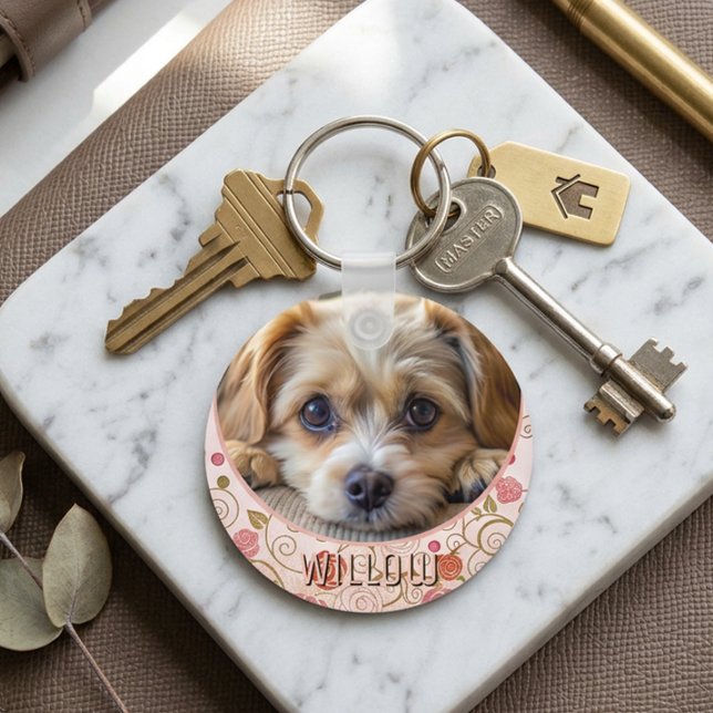 Personalised pet photo dog lover keepsake name  key ring (Creator Uploaded)