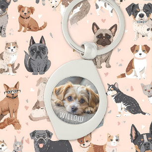 Personalised pet photo dog lover keepsake name key ring