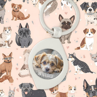 Personalised pet photo dog lover keepsake name  key ring