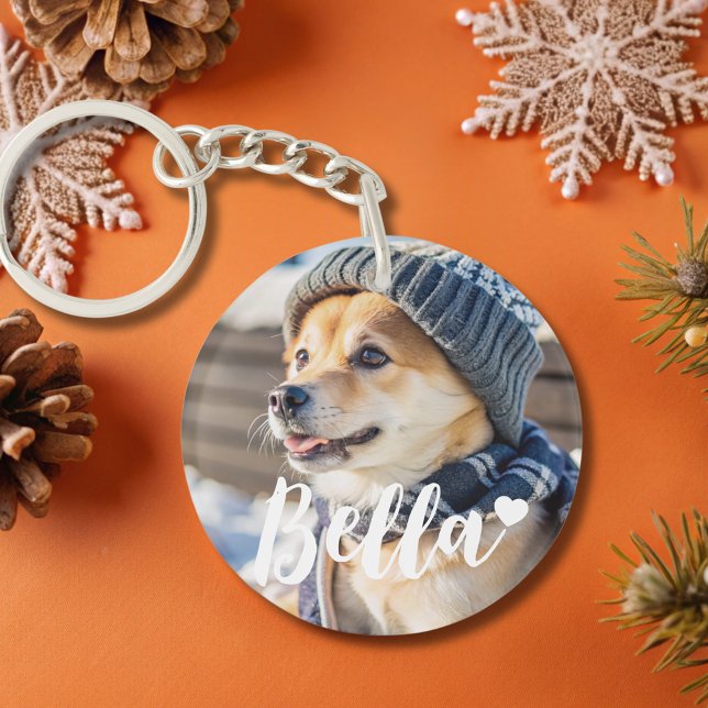 Personalised pet photo dog lover keepsake name  key ring (Creator Uploaded)