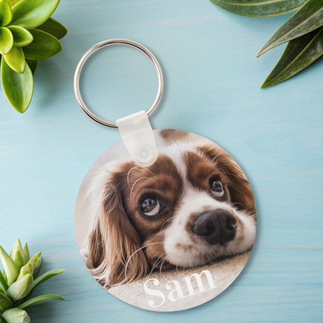 Personalised pet photo dog lover keepsake name  key ring (Creator Uploaded)