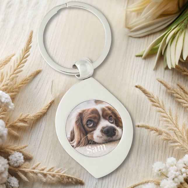 Personalised pet photo dog lover keepsake name  key ring (Creator Uploaded)