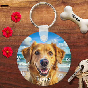 Personalised pet photo dog lover keepsake name key ring