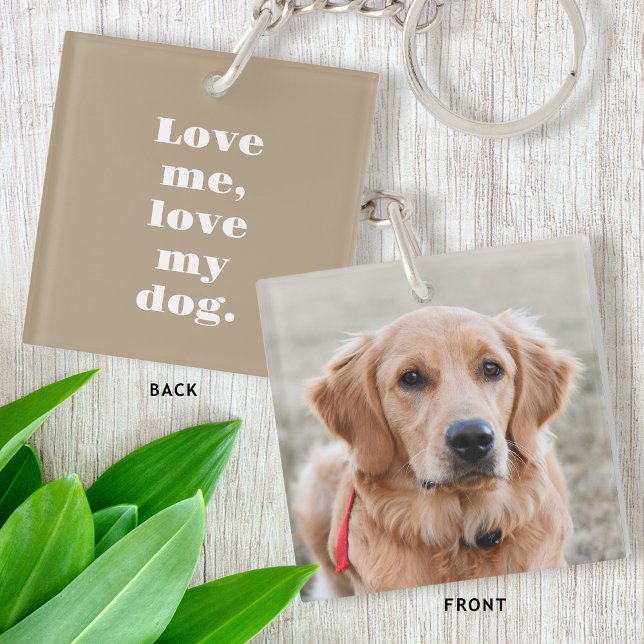 Personalised Pet Photo Dog Lover Khaki Brown Key Ring (Creator Uploaded)