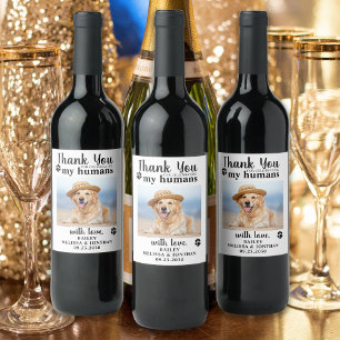Personalised Pet Photo Dog Wedding Thank You Wine Label
