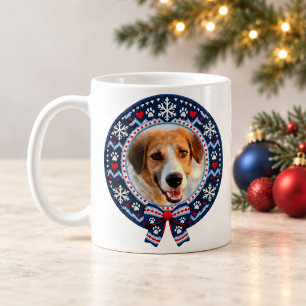 Personalised Pet Photo Fair Isle Knit Christmas Coffee Mug