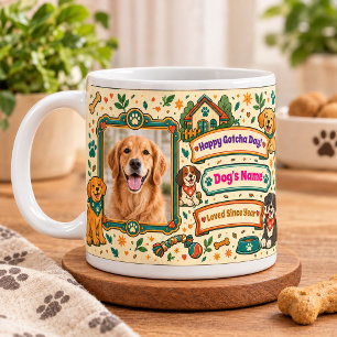 Personalised Pet Photo Happy Gotcha Day Retro Coffee Mug
