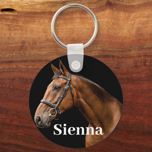 Personalised Pet Photo Horse Lover Mum Birthday Key Ring (Front)