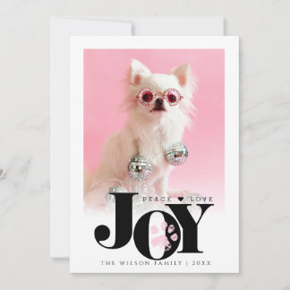 Personalised Pet Photo JOY Paw Print Holiday Card