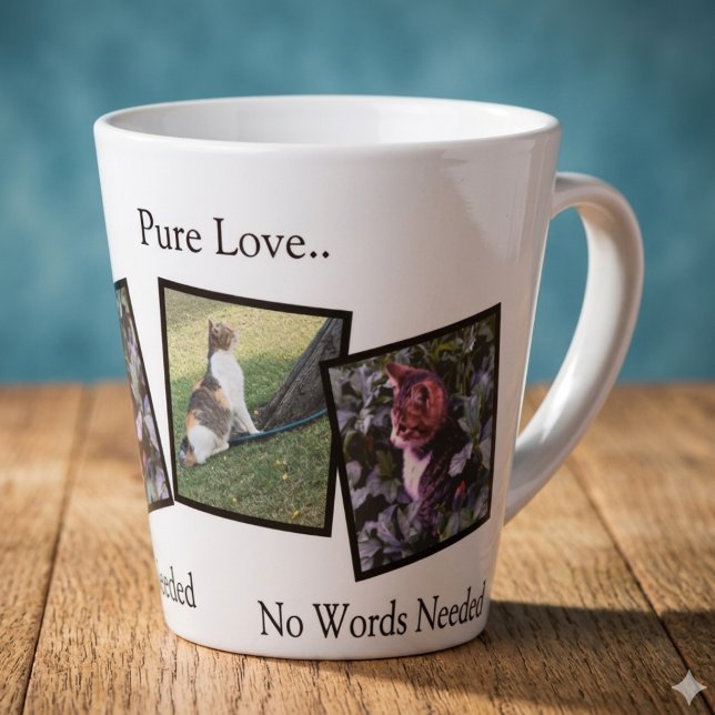 Personalised Pet Photo Latte Mug (Fully customizable coffee mug with photos for pet lover)