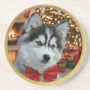 Personalised Pet Photo "Love" Gold Glitter Coaster