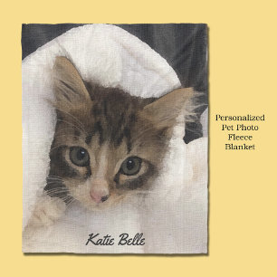 Personalised Pet Photo Monogrammed Fleece Blanket