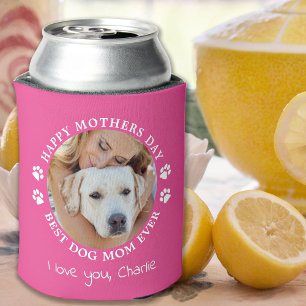 Personalised Pet Photo Mothers Day Dog Mum Pink Can Cooler