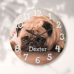 Personalised Pet Photo Name Large Clock<br><div class="desc">A fun design which you can personalise with your pet's name and photo to create a unique gift. Designed by Thisisnotme©</div>